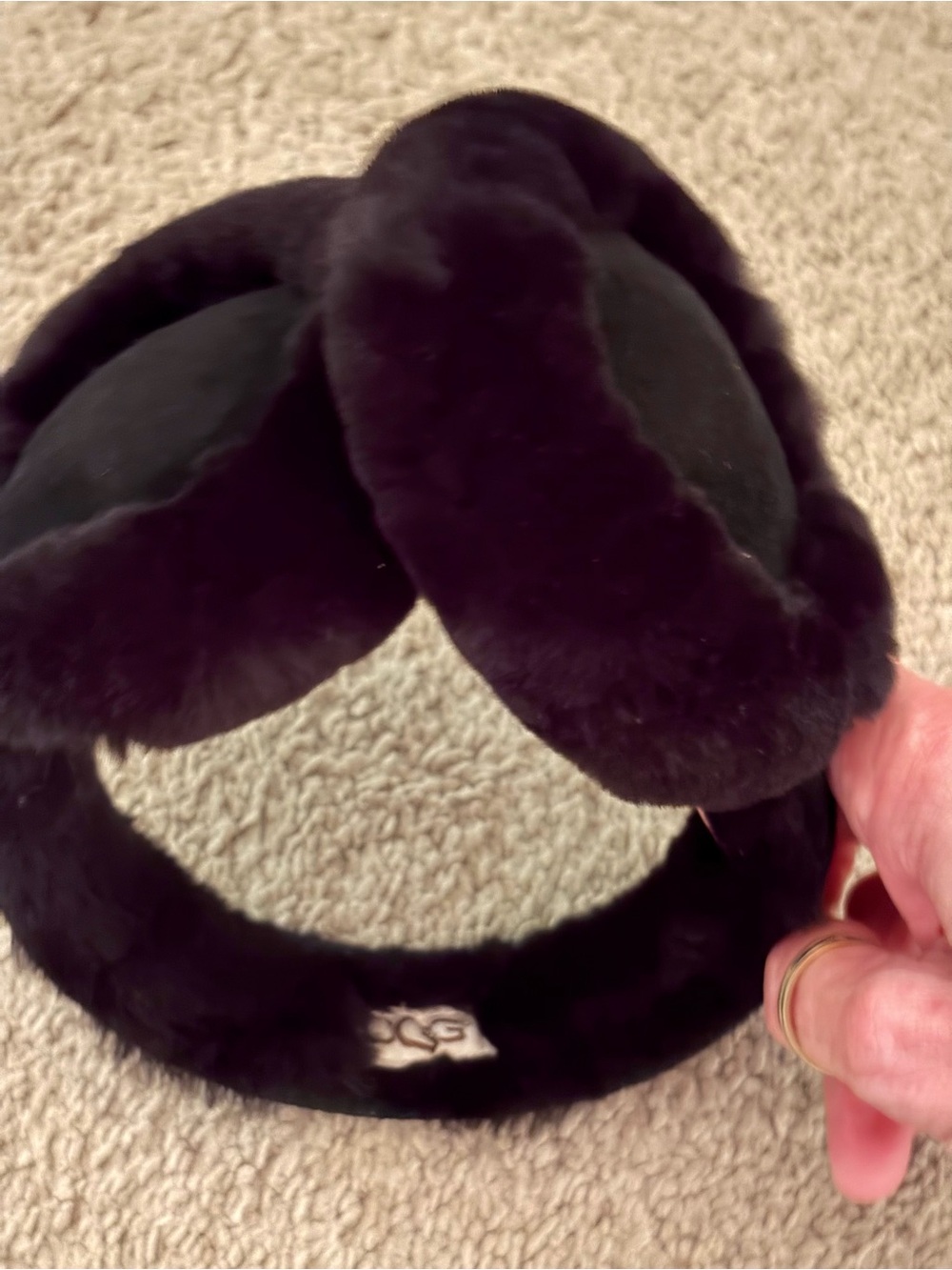 UGG Black Faux Fur Headband Ear Warmer